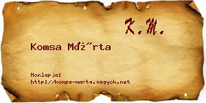 Komsa Márta névjegykártya